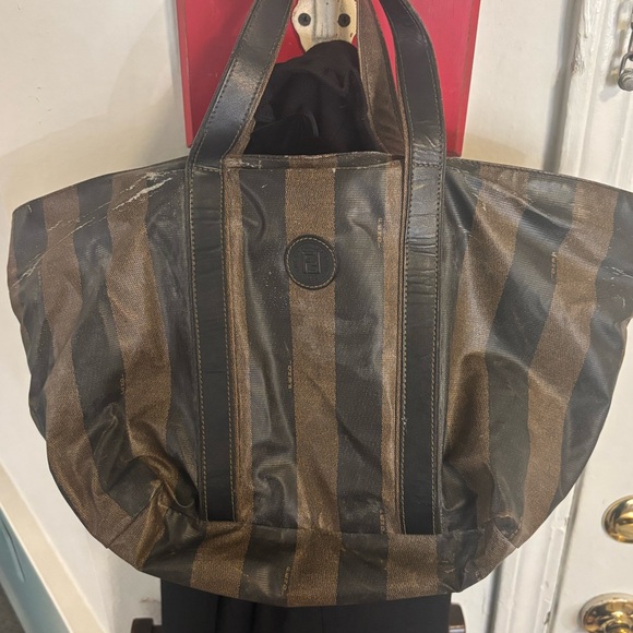 Vintage Fendi Pequin Striped Large Handbag - Picture 2 of 13